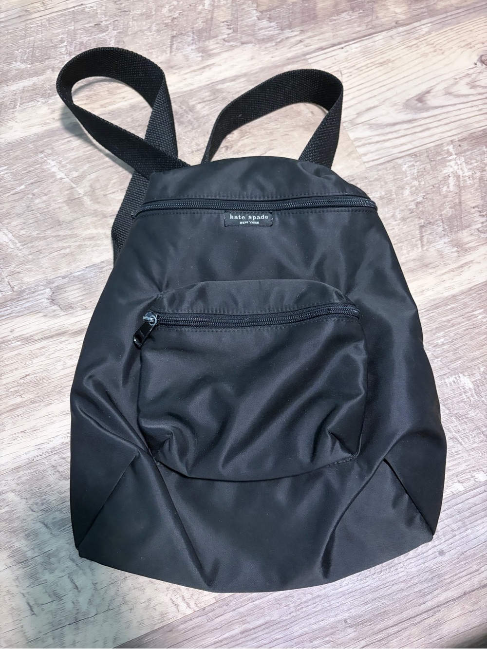 kate spade Black Nylon Backpack with Front Zip Pocket